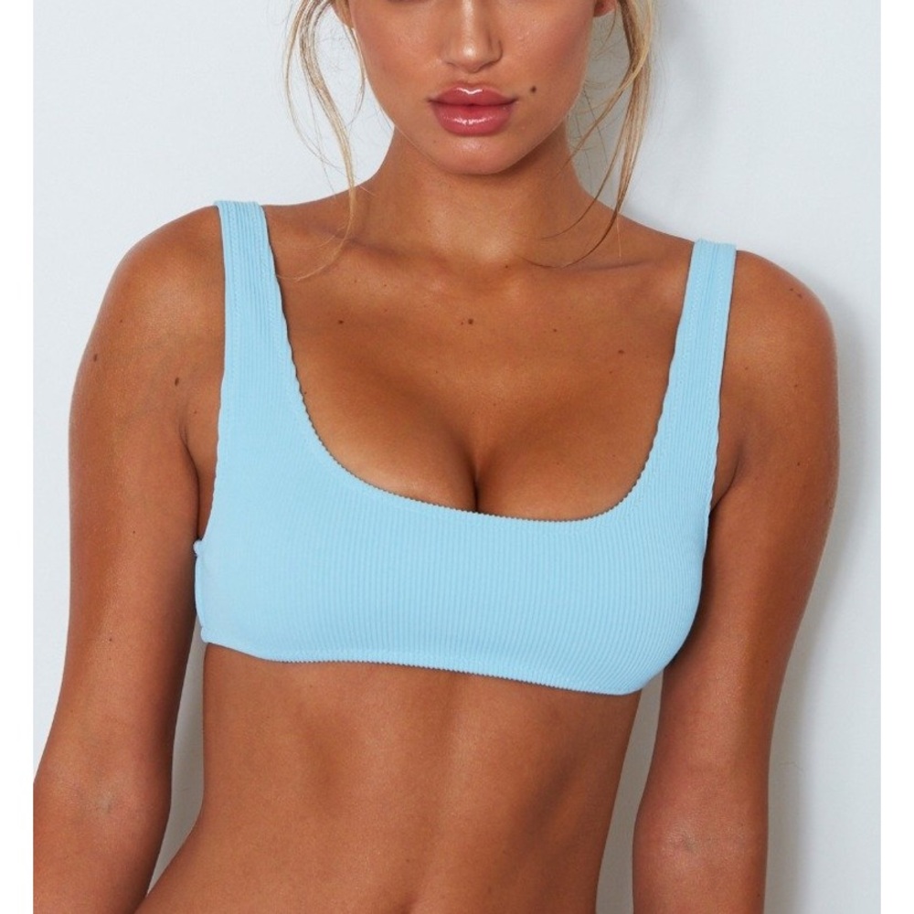 Whitefox Palm Springs XS Bikini Top Baby Blue Rib